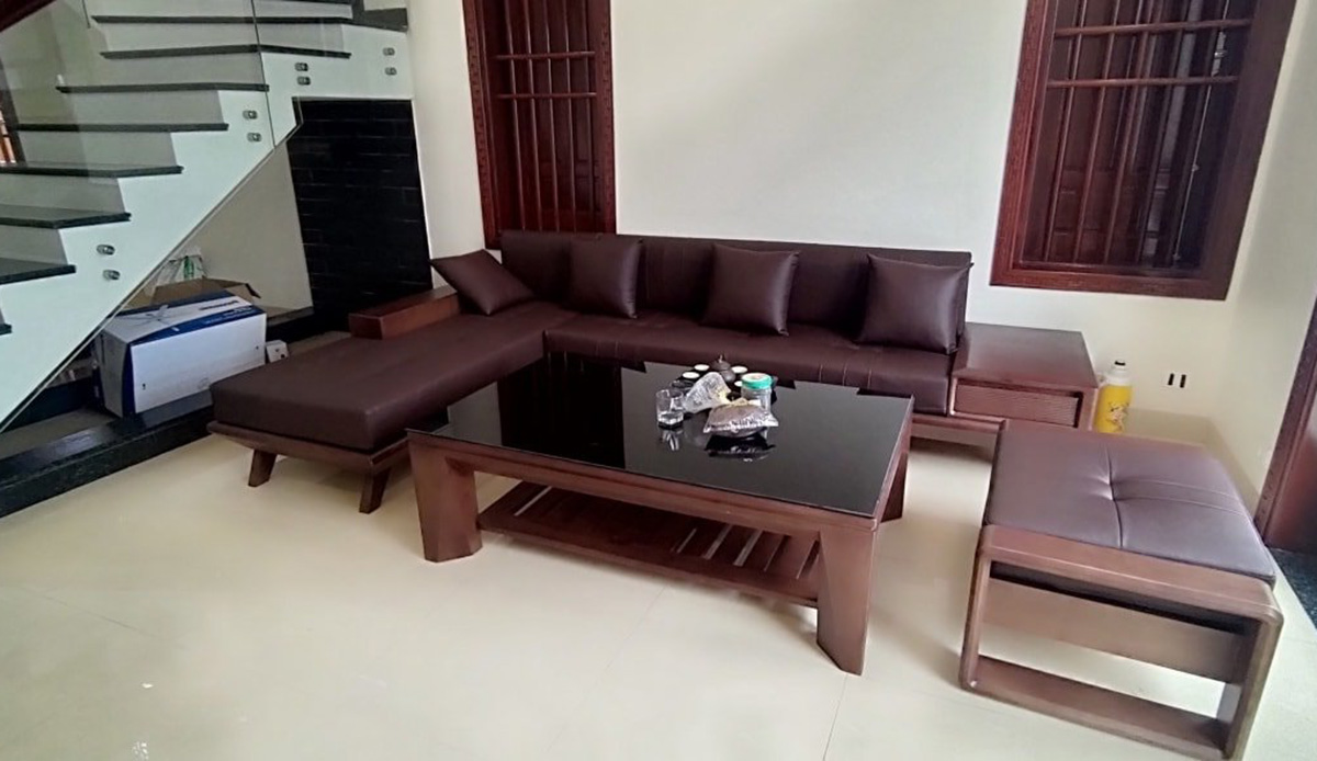 sofa gỗ đẹp cho nhà ống nhà phố