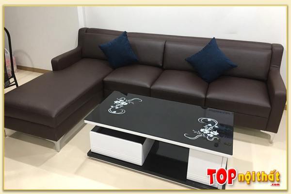 Hình ảnh Bộ ghế sofa đẹp chất liệu da kiểu dáng chữ L hiện đại SofTop-0170