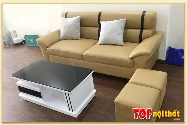 Hình ảnh Ghế sofa đẹp phòng khách chất liệu da kiểu dáng văng 2 chỗ SofTop-0256