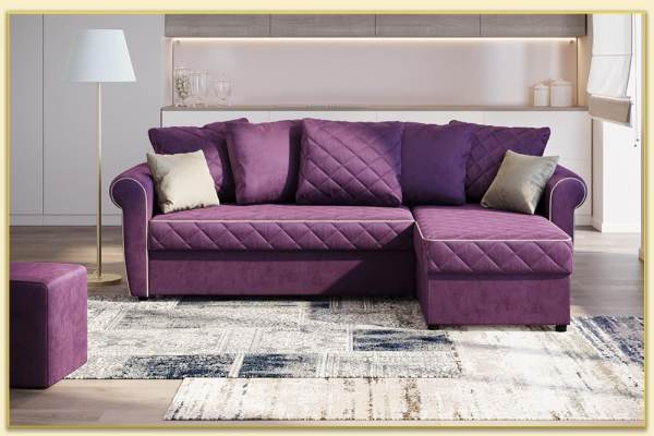 Hình ảnh Ghế sofa góc nỉ hình chữ L màu tím đẹp Softop-1162