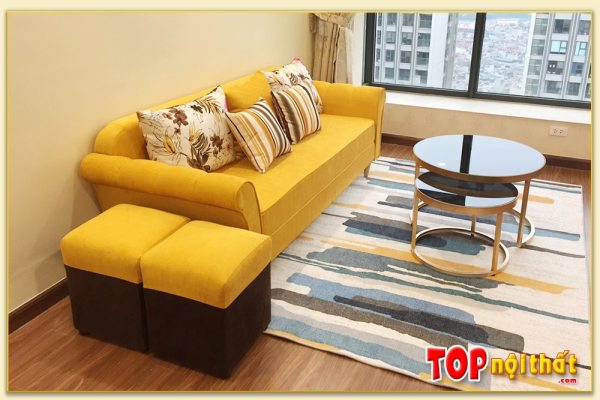 Hình ảnh Ghế sofa văng đẹp màu vàng cho căn hộ chung cư SofTop-0216