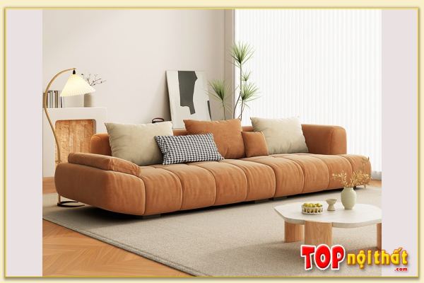 Hình ảnh Ghế sofa văng phòng khách đẹp màu nâu cam SofTop-0689