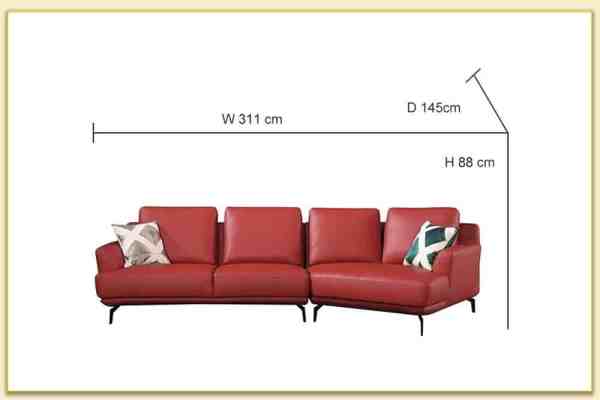 Hình ảnh Kích thước chi tiết mẫu ghế sofa góc da Softop-1448