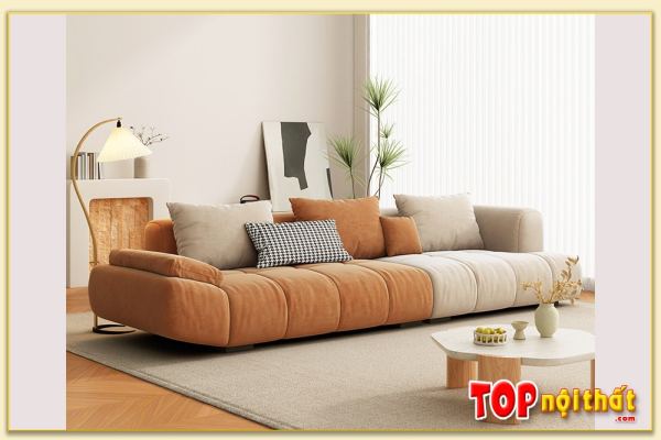 Hình ảnh Mẫu ghế sofa văng bọc nỉ phối màu nâu và kem SofTop-0689