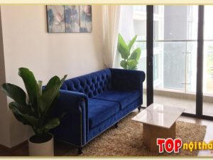 Hình ảnh Mẫu sofa văng đẹp bọc nỉ phong cách tân cổ điển SofTop-0572