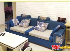 Hình ảnh Mẫu sofa văng nỉ đẹp xinh phối màu hoa văn đẹp SofTop-0532
