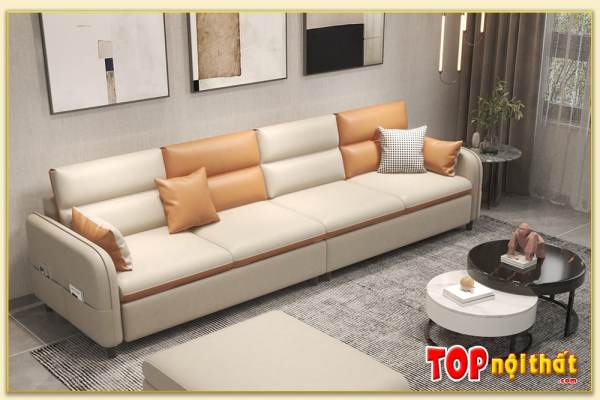 Hình ảnh Sofa băng dài bọc da đẹp kê phòng khách SofTop-0686
