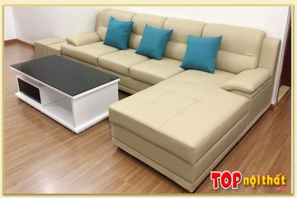 Hình ảnh Sofa góc chữ L kê phòng khách đẹp chất liệu da SofTop-0500