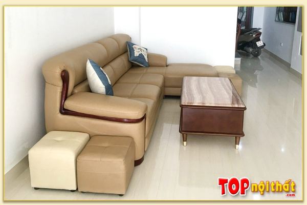 Hình ảnh Sofa góc L kê phòng khách đẹp chất liệu da SofTop-0505