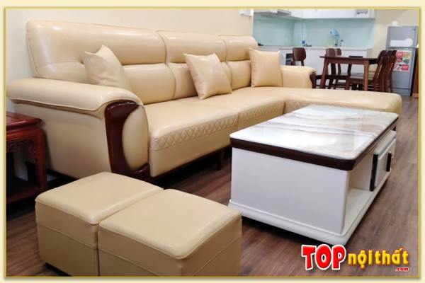 Hình ảnh Sofa phòng khách đẹp chất liệu da kiểu dáng chữ L SofTop-0231