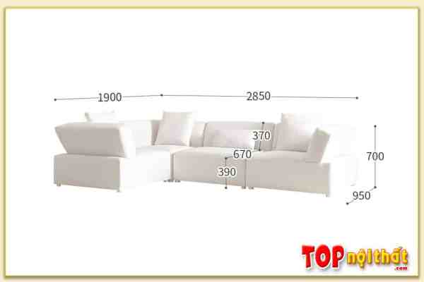 Hình ảnh Chi tiết kích thước ghế sofa góc nỉ đẹp SofTop-0958