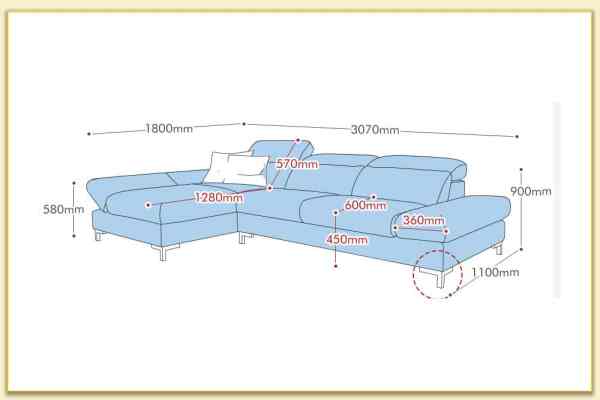 Hình ảnh Chi tiết kích thước mẫu sofa góc đẹp Softop-1055