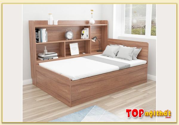 Hình ảnh Giường ngủ liền kệ gỗ đựng đồ nhỏ gọn tiện ích GNTop-0255