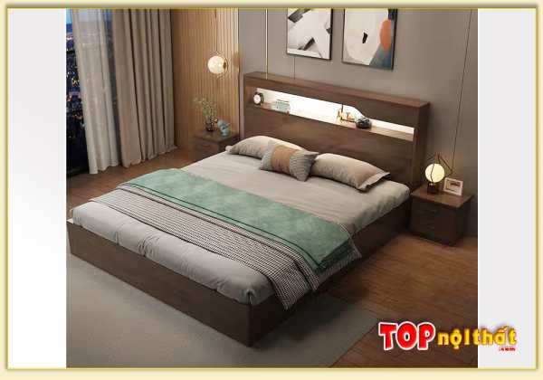 Hình ảnh Giường ngủ màu óc chó gỗ MDF cho chung cư GNTop-0299