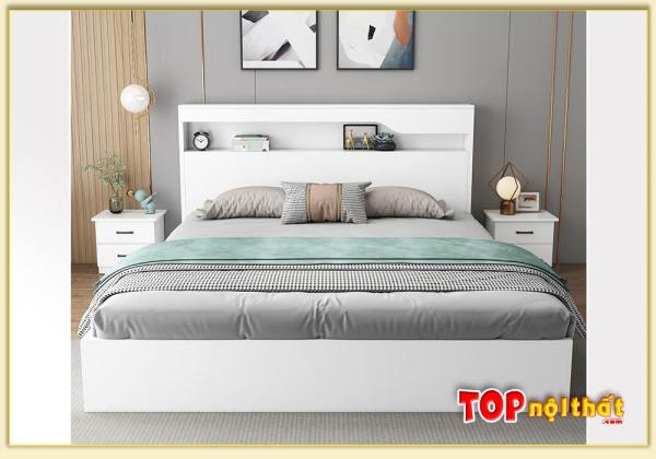 Hình ảnh Giường ngủ màu trắng gỗ mdf cho gia đình GNTop-0299