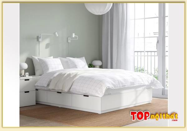 Hình ảnh Giường ngủ màu trắng nhỏ gọn đơn giản GNTop-0315
