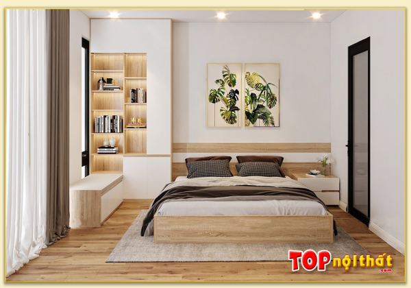 Hình ảnh Giường ngủ MDF liền tủ đầu giường cho chung cư GNTop-0138