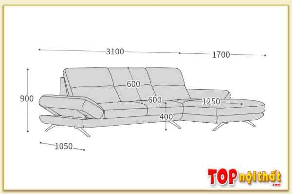 Hình ảnh Kích thước sofa góc chữ L bọc da SofTop-0834