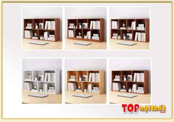 Các mẫu kệ sách gỗ đơn giản 7 khoang đựng đẹp KSTop-0097