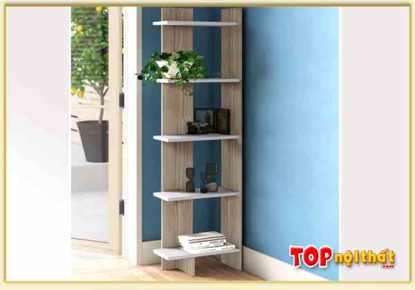 Hình ảnh Kệ sách gỗ kiêm kệ trang trí 5 tầng đơn giản KSTop-0120