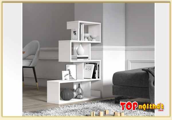 Hình ảnh Kệ sách gỗ 4 tầng màu trắng trẻ trung thiết kế đa năng KSTop-0123