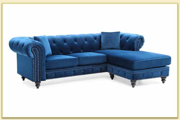 Hình ảnh Mẫu ghế sofa tân cổ điển màu xanh sang trọng Softop-1414
