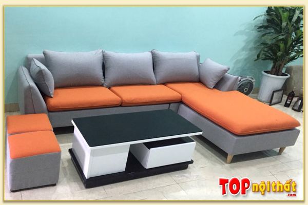 Hình ảnh Mẫu sofa góc L chất liệu nỉ đẹp kê phòng khách SofTop-0226