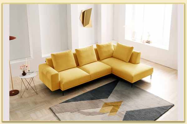 Hình ảnh Mẫu sofa góc nỉ đẹp màu vàng nổi bật Softop-1119