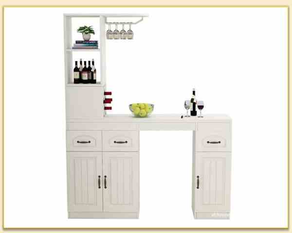 Hình ảnh Mẫu tủ rượu kết hợp bàn bar thiết kế tiện lợi TRTop-0087