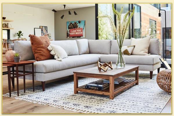 Hình ảnh Phối hợp sofa góc vuông trong phòng khách Softop-1345