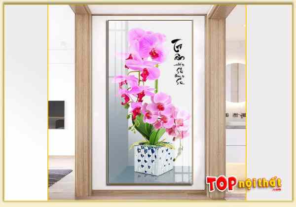 Tranh tráng gương rỏ hoa lan tím treo tường cho chung cư TraTop-3303
