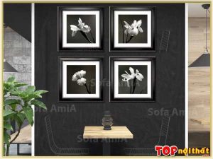 Hình ảnh Khung tranh đen trắng 4 tấm bông hoa TraTop-3046