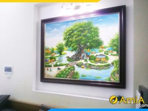 Mẫu tranh sơn dầu vẽ phong cảnh làng quê Việt Nam