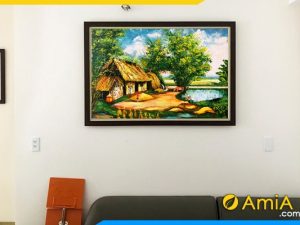 tranh sơn dầu vẽ phong cảnh làng quê đẹp
