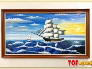 Hình ảnh Tranh vẽ sơn dầu thuyền thuận buồm xuôi gió đẹp TraSdTop-0546