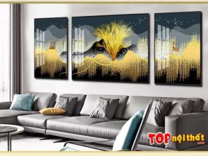 Bộ tranh pha lê tráng gương 3D về đêm treo trên sofa TraTop-3309