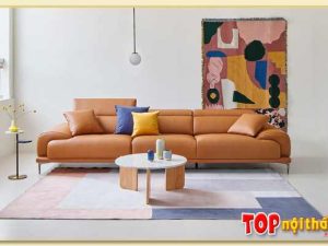Hình ảnh Chụp chính diện mẫu ghế sofa văng da đẹp SofTop-0914