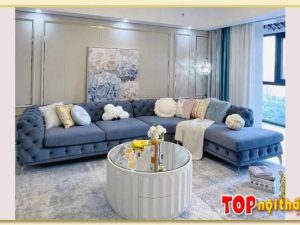 Hình ảnh Sofa phòng khách nỉ góc màu xanh dương SofTop-0604