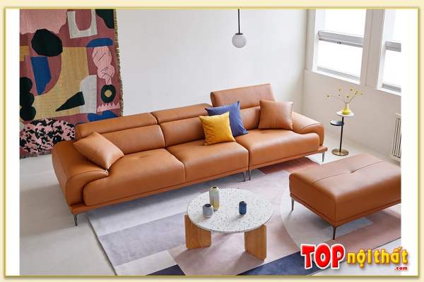 Hình ảnh Sofa văng chất liệu da trong phòng khách đẹp SofTop-0914