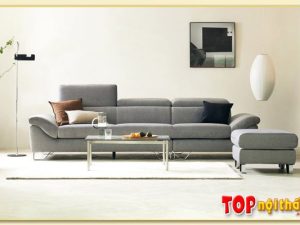 Hình ảnh Sofa văng nỉ 3 chỗ phối hợp cùng đôn ghế Softop-1029