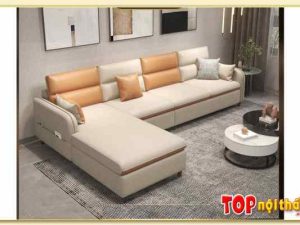Sofa phòng khách đẹp góc chữ L bọc da SofTop-0617