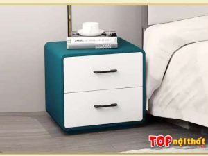 Hình ảnh Tủ đầu giường 2 ngăn kéo gỗ MDF màu xanh TDGTop-0033